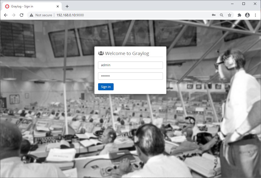 Graylog Login Screen