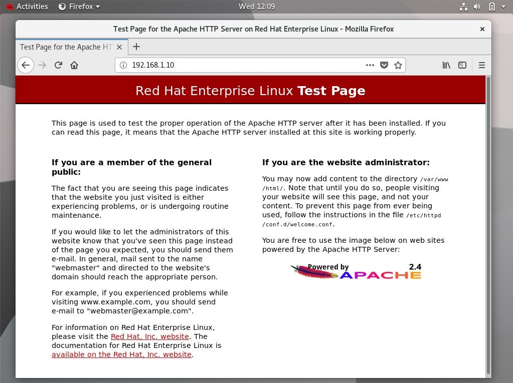 Install LAMP Stack on RHEL 8 - Apache Web Server Test Page