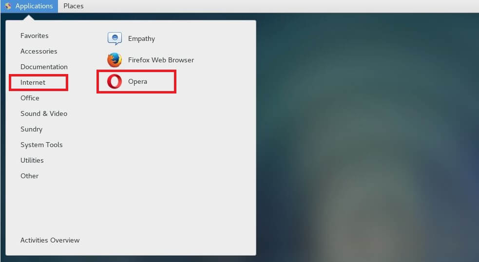 Install Opera Browser on CentOS 7 - Start Opera Browser on CentOS 7