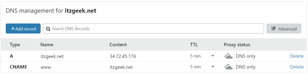 Update DNS Record