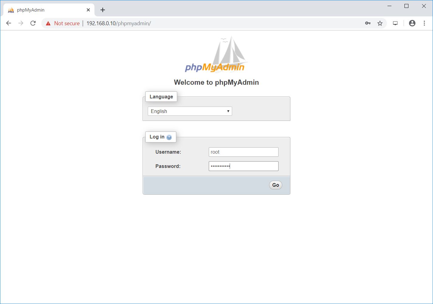 Install phpMyAdmin with Apache on CentOS 8 - phpMyAdmin Login Page