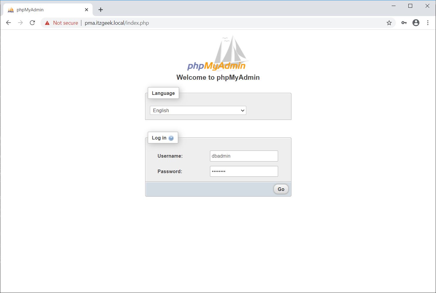 Login to phpMyAdmin