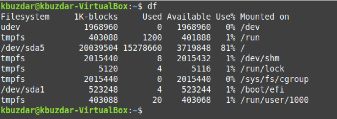 linux “df” command examples Linux “df” Command Examples 1622112343 662 Linux df Command Examples