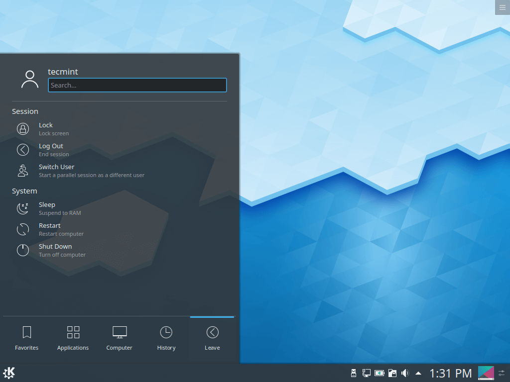 KDE Plasma Desktop View