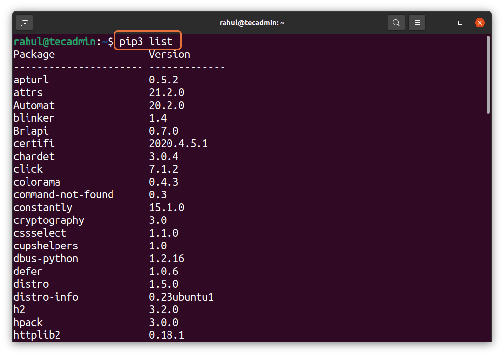 PIP View installed packages