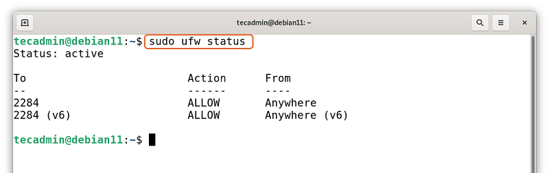 UFW status on Debian 11