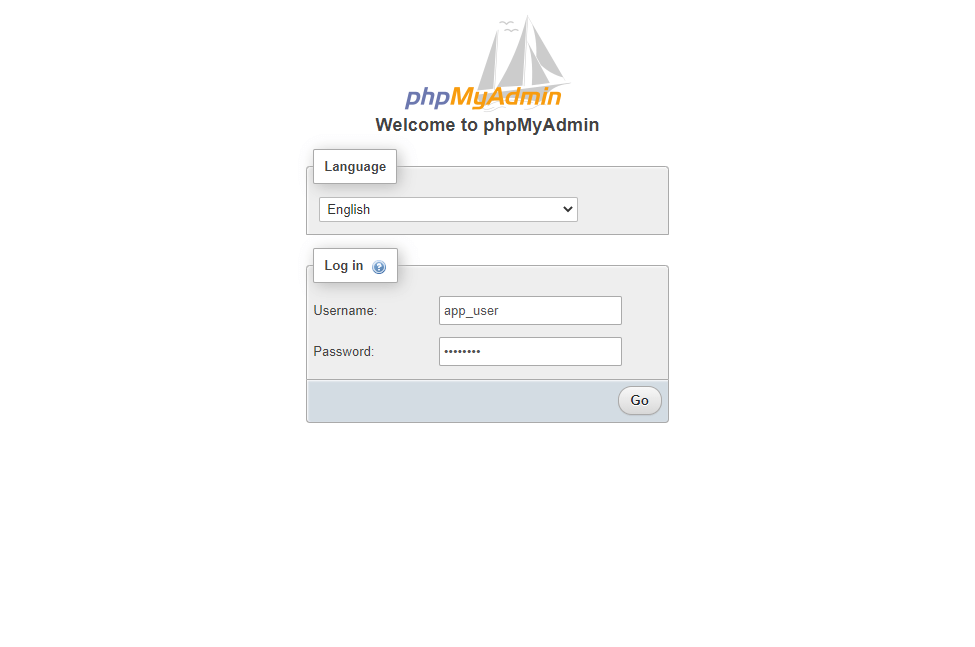 Login to phpMyAdmin