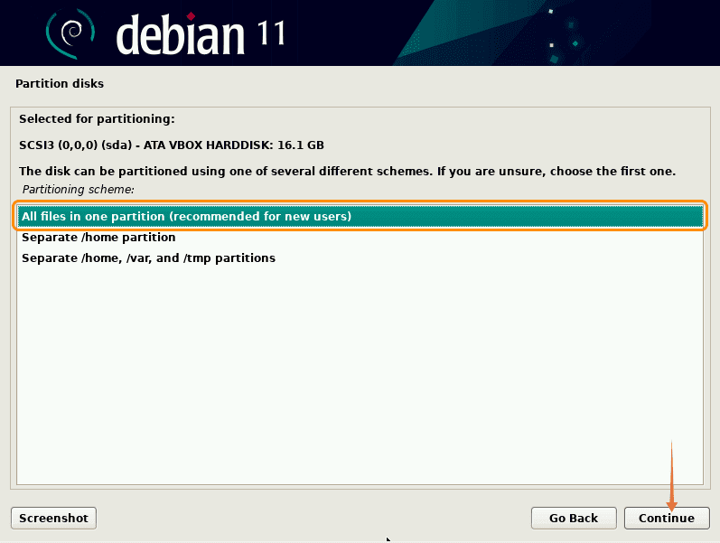 Select Disk Partitioning 