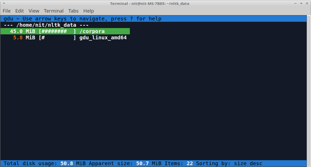 Analyze Disk Usage Using GDU Command Line Tool