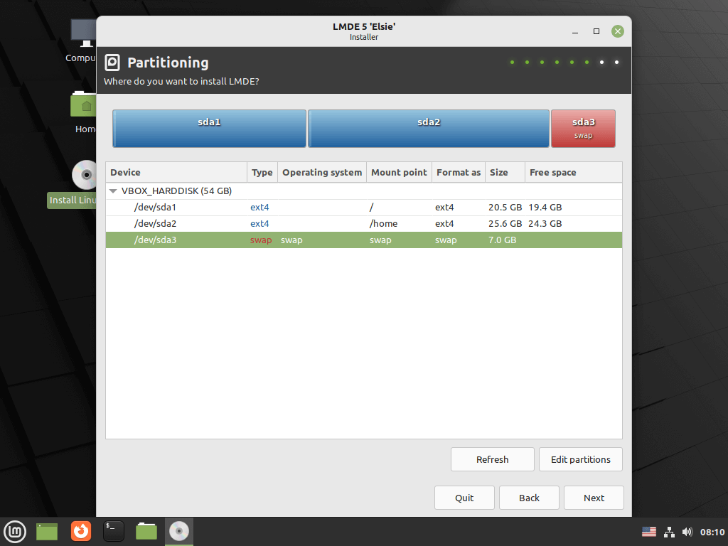 LMDE Partitions Table How to Install LMDE 5 “Elsie” Cinnamon Edition How to Install LMDE 5 “Elsie” Cinnamon Edition 1713872876 881 How to Install LMDE 5 Elsie Cinnamon Edition