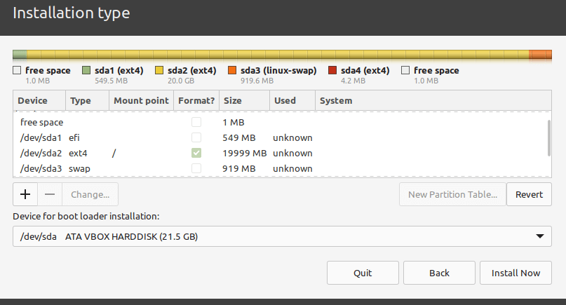 Linux Mint Partition Summary